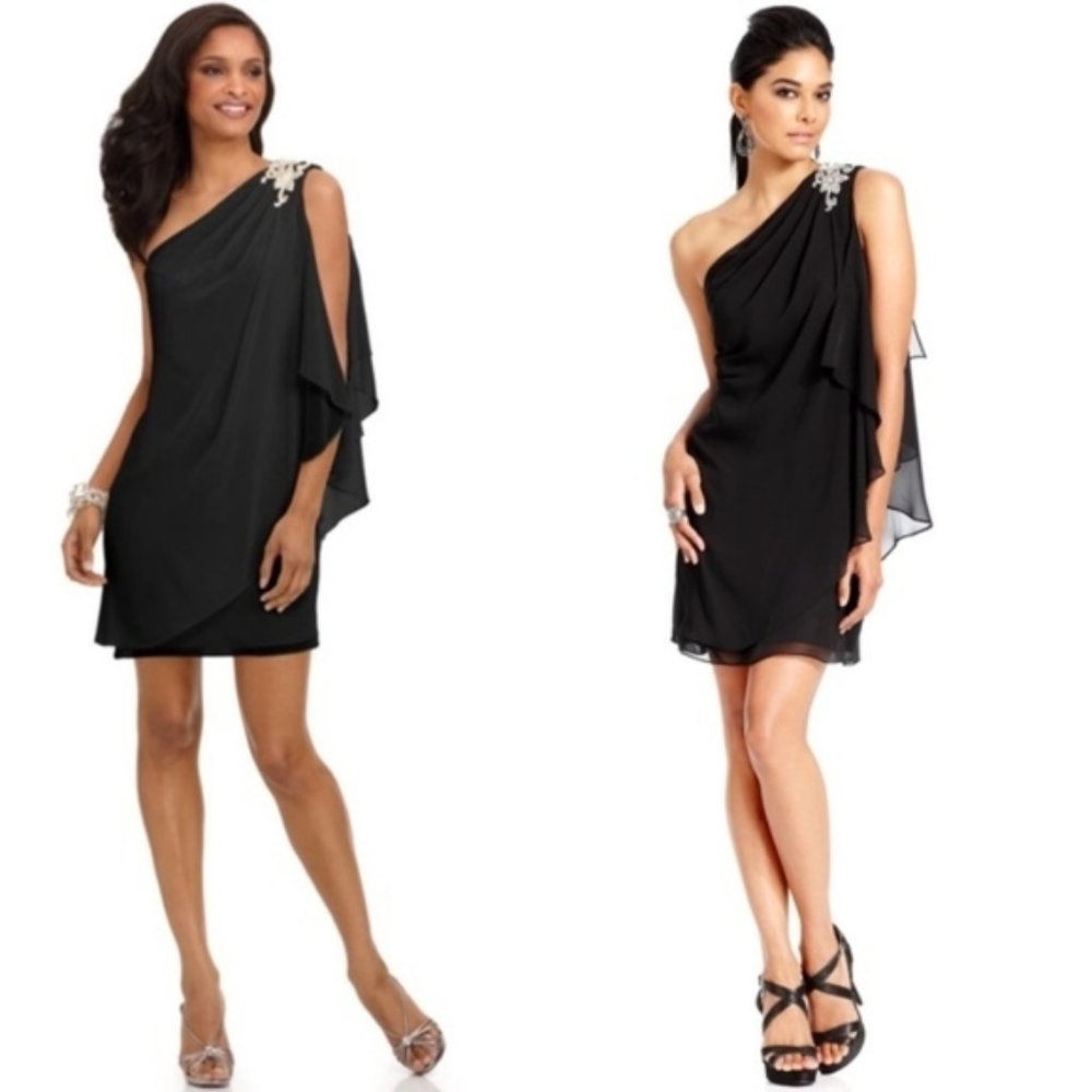 JS Boutique black one shoulder dress size 12